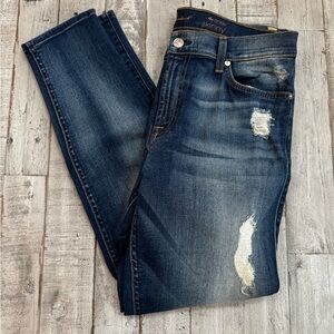 7 For All Mankind Dark Blue Ankle Skinny Jeans
